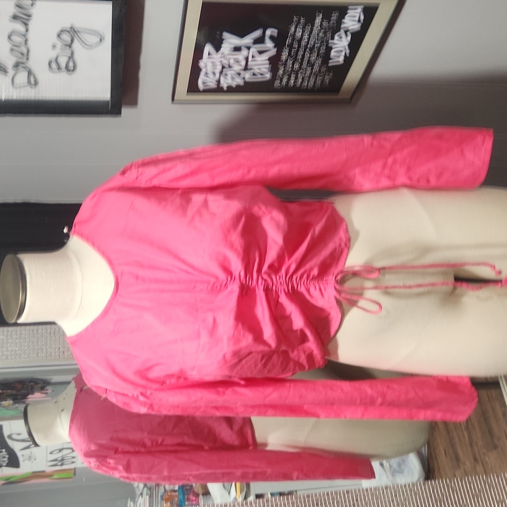Pink Top with Front Drawstring